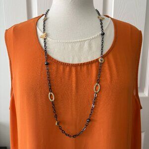 Lia Sophia Necklace Gunmetal and Gold Tone 34"
